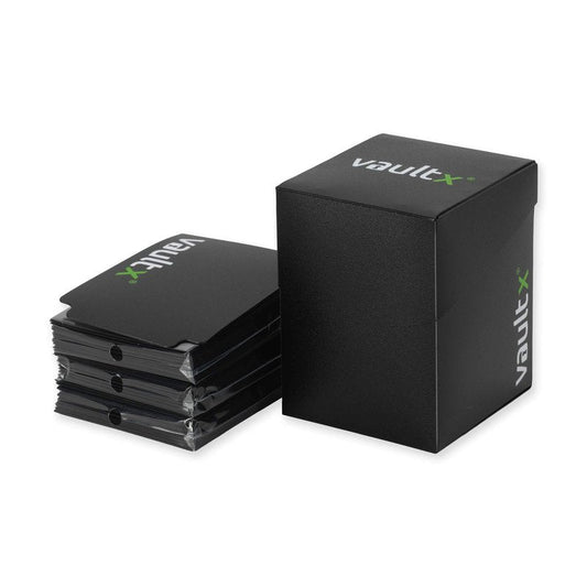 Vault X Large Standard Deck Box with 150 Black Sleeves, fits 100+ Sleeved Trading Cards (Black)