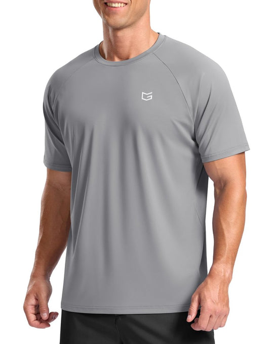 G Gradual Men's Athletic Workout T-Shirts Moisture Wicking Cooling Running Shirts Short Sleeve Performance Tee for Gym Tennis(Light Grey,XXL)