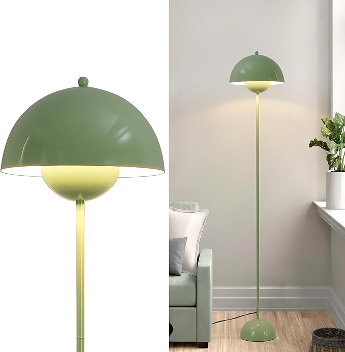 Modern Flowerpot Floor Lamp for Living Room, Industrial Tall Standing Lamp for Bedroom, Metal Shade Reflecting Light Reading Floor Lamp for Bedroom, Nursery Room, Corner(Green)