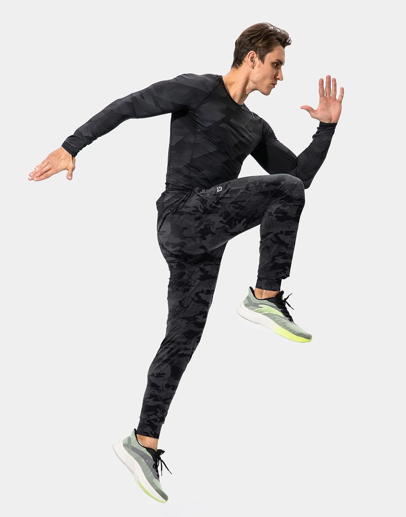 G Gradual Men's Sweatpants with Zipper Pockets Athletic Pants Traning Track Pants Joggers for Men Soccer, Running, Workout(Grey Camo,S)
