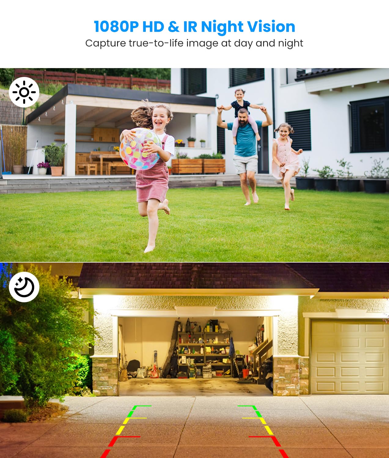 AUTO-VOX Solar Wireless Backup Camera:5" HD 1080P Monitor,3 Mins DIY Installation & 5000 mAh Battery Powered Solar Back Up Camera Systems, IP69K Waterproof Reverse Camera for Car, Van, Truck, Trailer