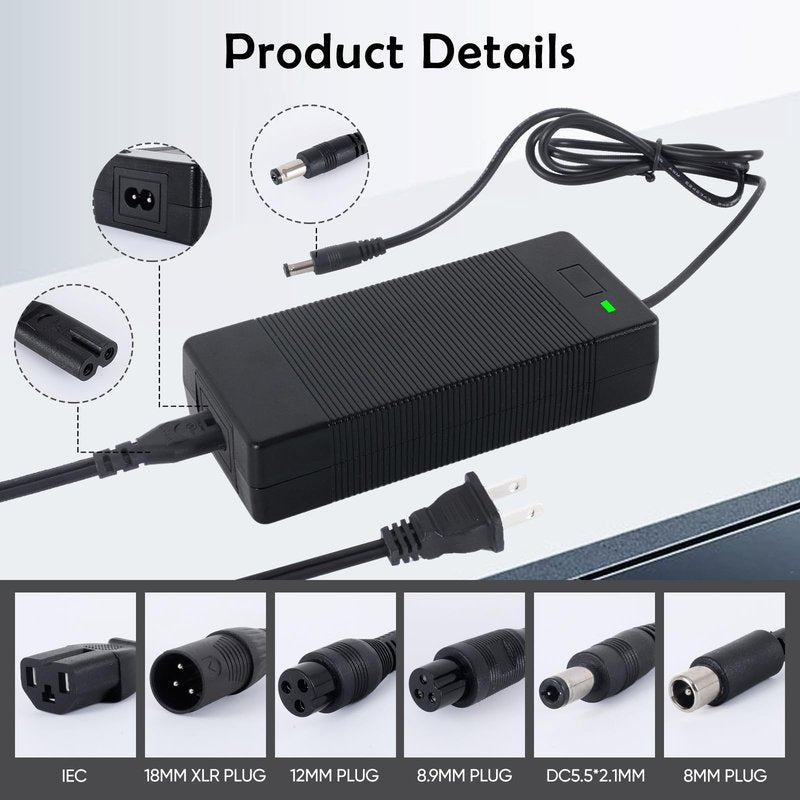 UL Certified 42V 2A 6-Prong Replacement Charger for 36V Electric Scooter & Hoverboard