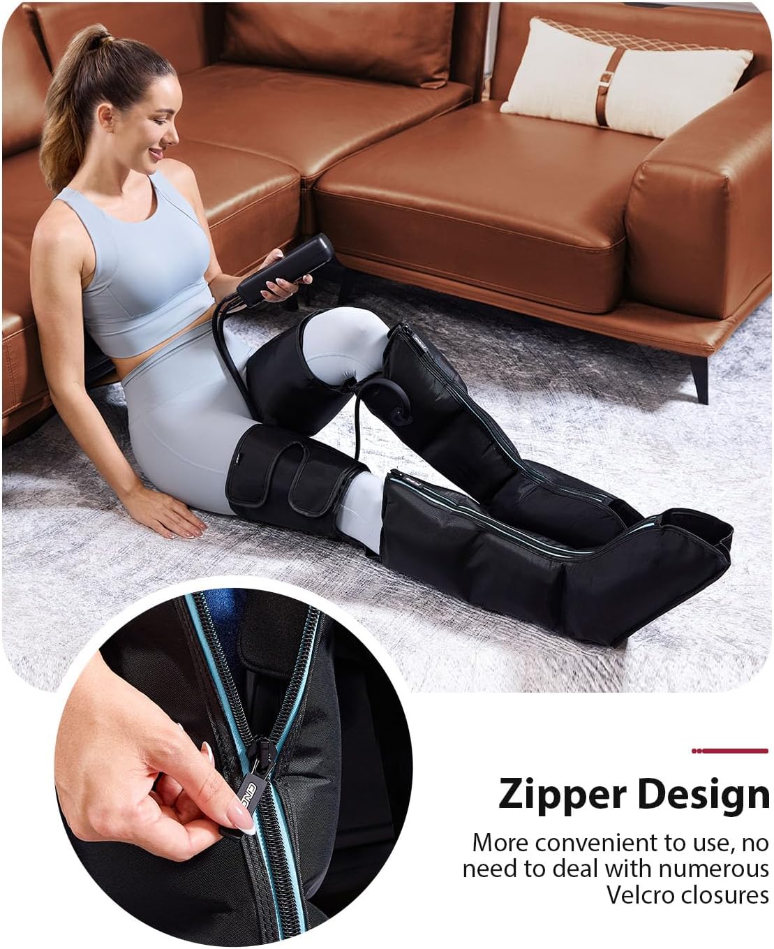 CINCOM Leg Massager for Circulation and Pain Relief, Air Compression 3 in 1 Leg Massager for Foot Calf & Thigh, Leg Compression Boots for Recovery, Edema, RLS Relief