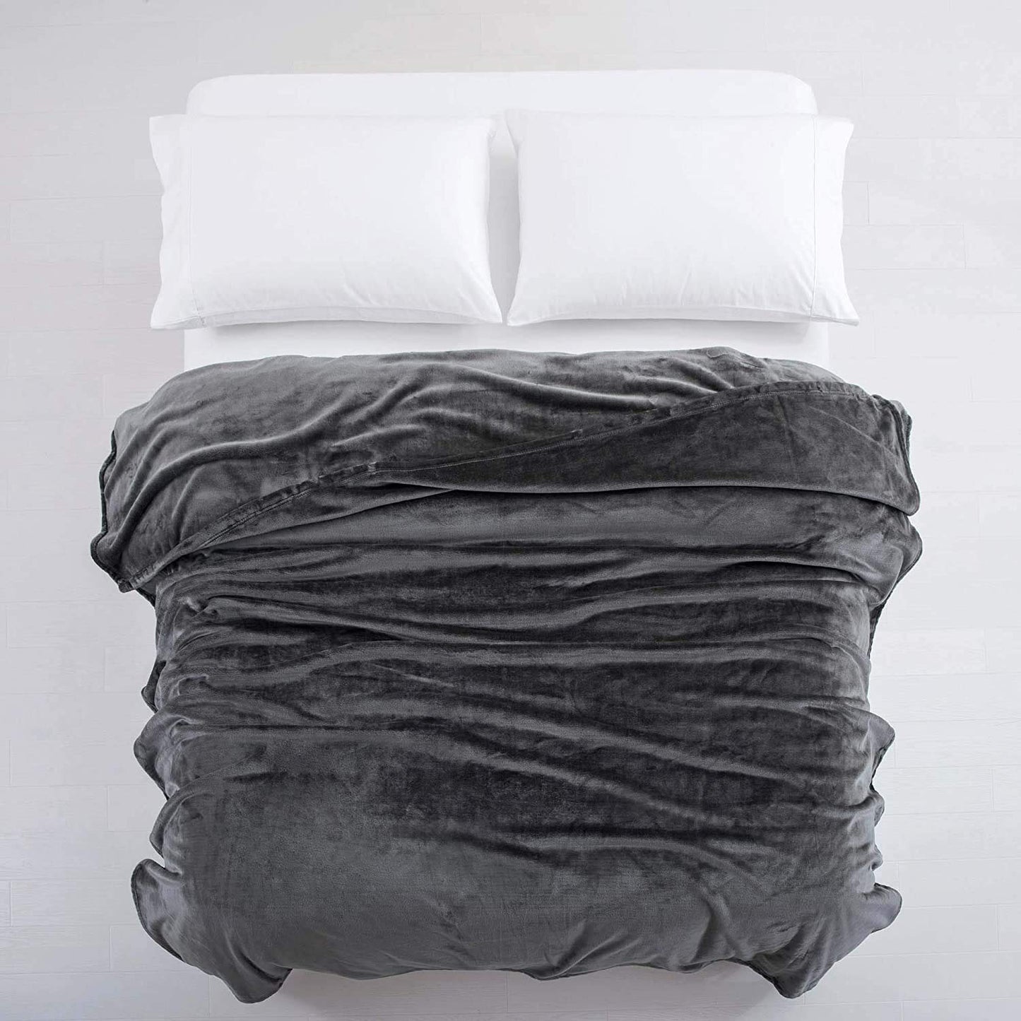 MOONLIGHT20015 Fleece Throw Blanket for Sofa - Soft Cosy Fluffy Blankets for Bed, Warm Single Throws for Audlts, Dark Grey, 130x150 cm