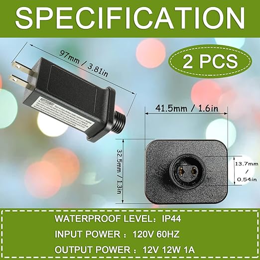 12V 12W LED Transformer Replacement Class 2 Power Supply for Christmas String Light Inflatable Decorations LED Controller IP44 Waterproof Low Voltage