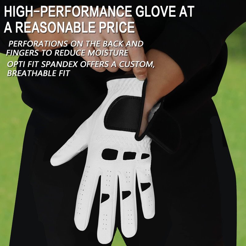 FINGER TEN Men’s Golf Gloves Left Hand Right with Ball Marker 2 Pack, Weathersof Grip Soft Comfortable, Fit Size Small Medium ML Large XL (Cadet S, Worn on Left Hand)