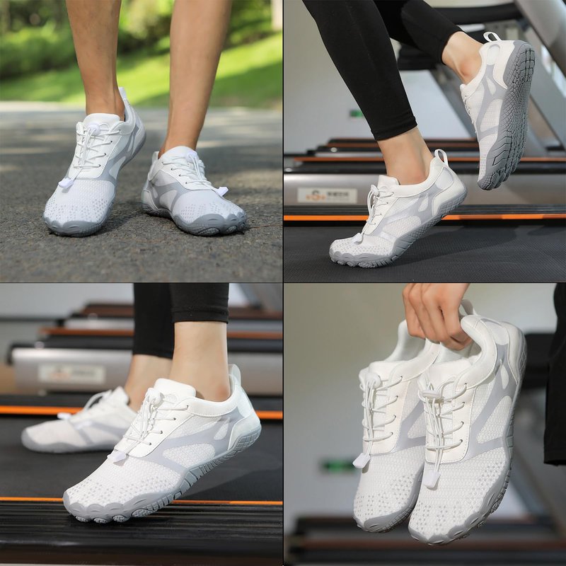 todaysunny Barefoot Shoes Mens Womens Minimalist Cross Training Shoes with Wide Toe Box Athletic Zero Drop Trail Walking Hiking Running Sneakers White