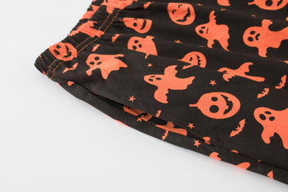UNICABBIT21 Pajamas for Girls Cute Orange and Black Ghosts Halloween Pants and Short Sleeve Tee Big Kids Sleepwear Set Size 12