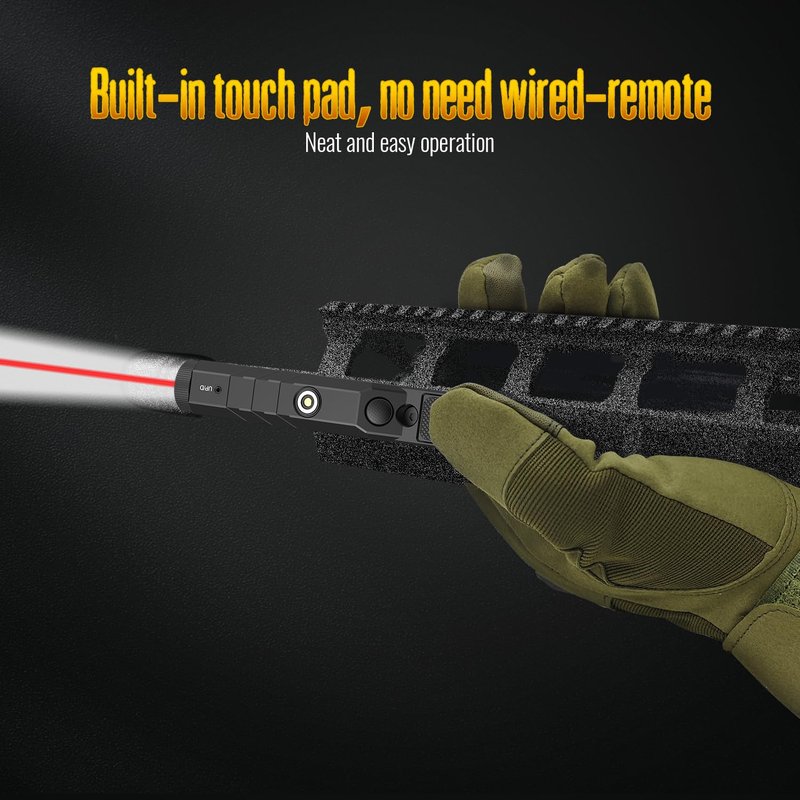 DEFENTAC 1600 Lumens Red Beam Light Combo Compatible with Mlok/Picatinny for Rifle, Weapon Light with with Momentary Strobe, Rechargeable