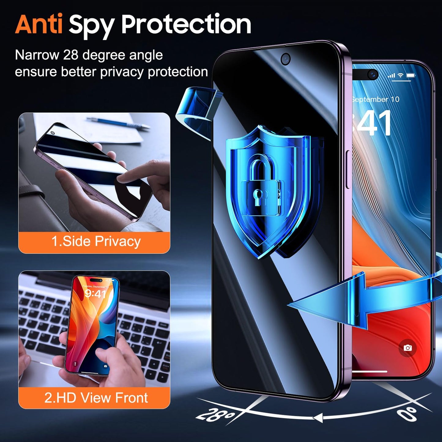 UniqueMe for iPhone 16 Pro Screen Protector - [Military Grade Shatterproof & 9H+ Hardness] Screen Protector 16 Pro Tempered Glass Full Coverage Protection, Easy Installation, 2 Packs
