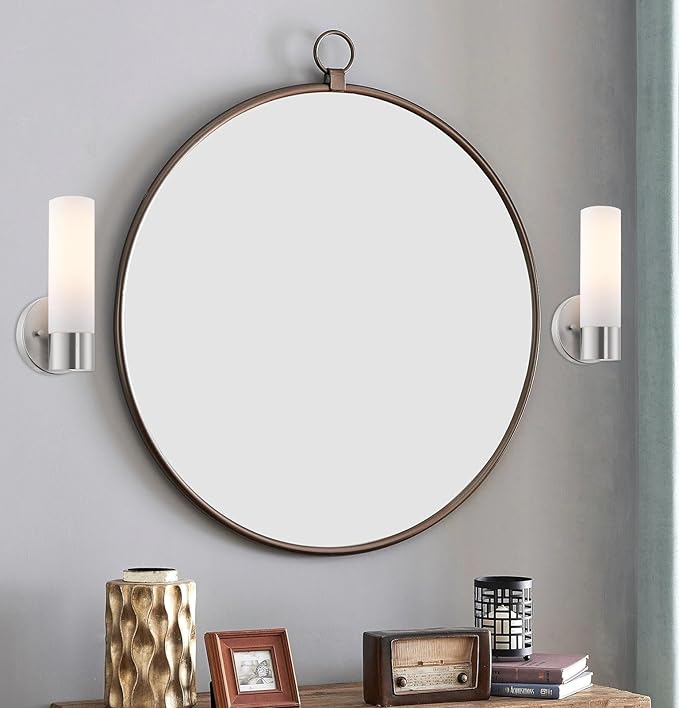 Kira Home Sol 10" Modern Wall Sconce with Frosted Glass Shade, for Bathroom/Vanity, Brushed Nickel Finish, 2-Pack