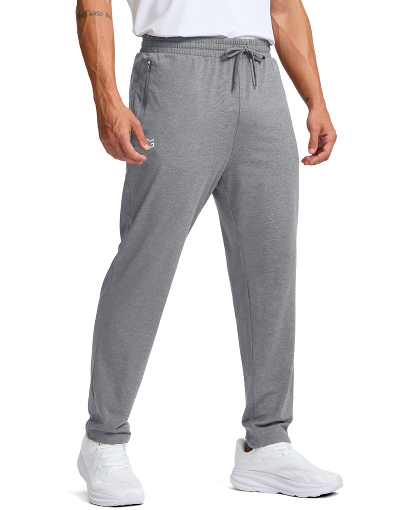 G Gradual Men's Sweatpants with Zipper Pockets Lightweight Athletic Workout Pants Soft Casual Lounge Sweat Pants for Mens(Platinum Heather, L)