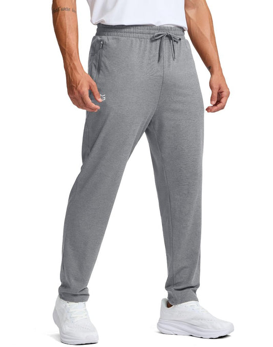 G Gradual Men's Sweatpants with Zipper Pockets Lightweight Athletic Workout Pants Soft Casual Lounge Sweat Pants for Mens(Platinum Heather, L)