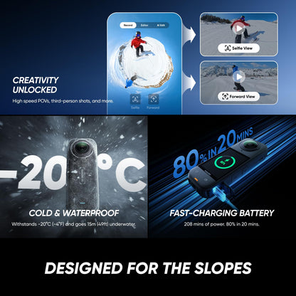 Insta360 X5 - Waterproof 8K 360° Action Camera, Leading Low Light, Invisible Selfie Stick Effect, Rugged and Replaceable Lens, 3-Hour Battery, Built-in Wind Guard, Stabilization, Triple AI Chip Design