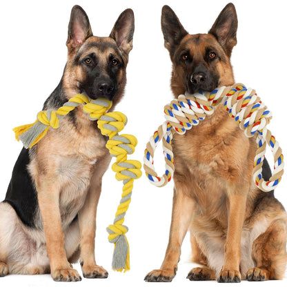ETACCU Strong Dog Rope Toys for Large & Medium Dogs, 2 PCS Indestructible Rope Dog Toys for Aggressive Chewers, 100% Cotton Rope Dog Toys for Tug of War & Teeth Cleaning