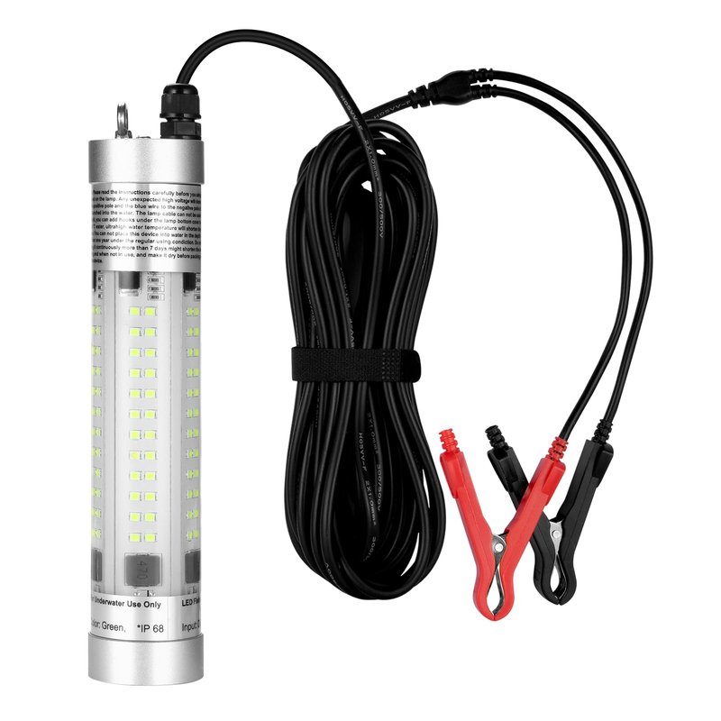 80W 9600lm Underwater Fishing Light, IP68 Waterproof Aluminum Super Bright Night Fish Attracting Submersible LED Lamp Lure Bait Finder for Freshwater Saltwater Sea Kayak Boat Ice Dock (Green)