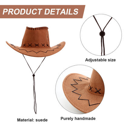 SATINIOR 6 Set Halloween Western Cowboy Hat with Bandanna Cowboy Party Bandannas Pack Western Faux Felt Farmer Hat for Carnival Costume Accessories Cosplay Fancy Dress Party Favorite