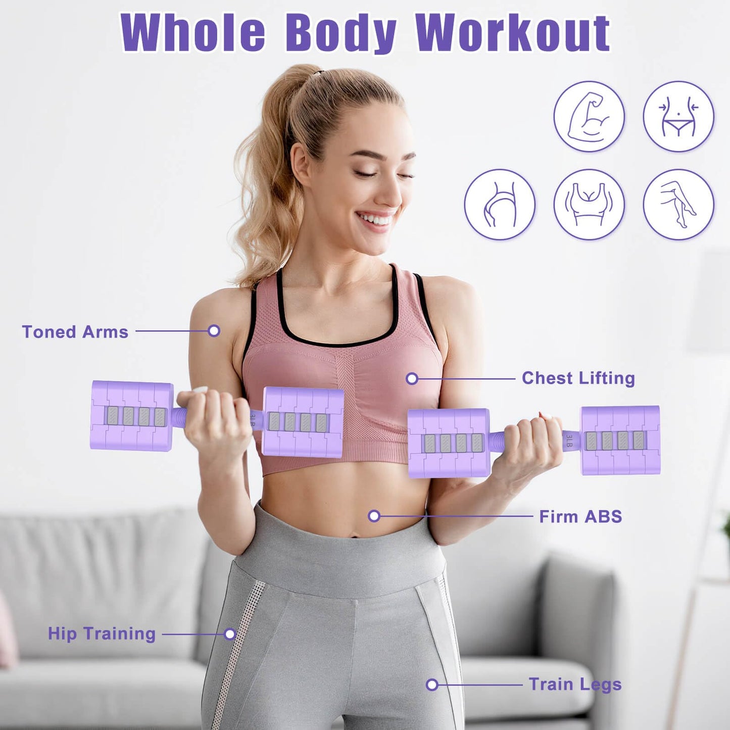 Adjustable Dumbbells Set of 2, 5-in-1 Adjustable Weight Dumbbells for Women/Men, 3lb/5lb/7lb/9lb/11lb Dumbbell Weights Set for Home Gym Workout