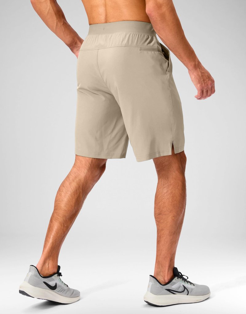 Soothfeel Men's Running Shorts with Zipper Pockets 9 Inch Lightweight Quick Dry Gym Sports Athletic Workout Basketball Shorts for Men (Khaki, XXXL)
