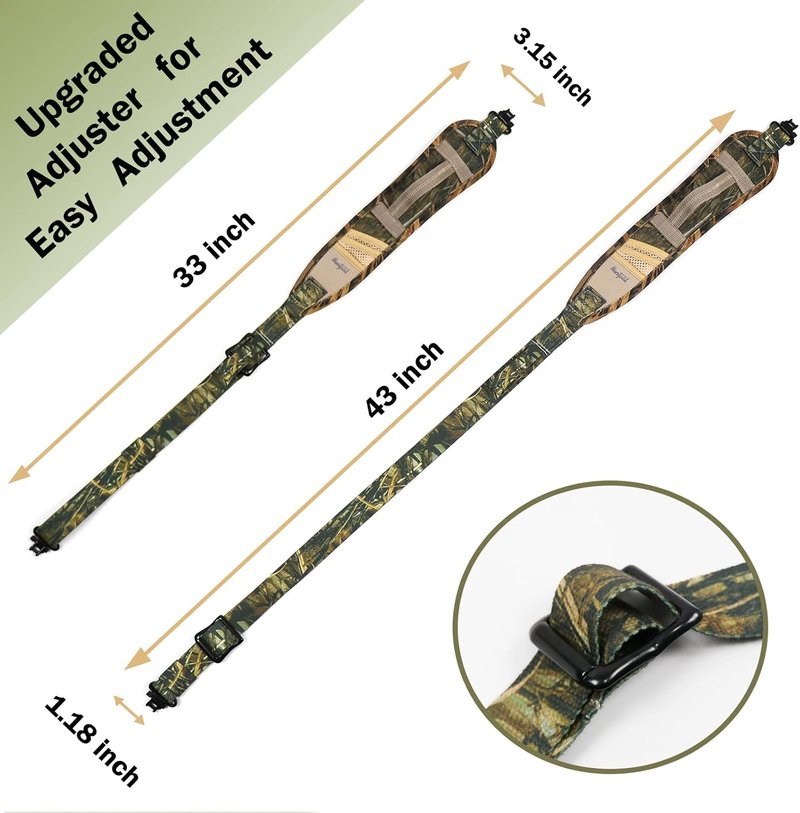 HUNTPAL Camo Gun Sling - 2 Point Shotgun Rifle Strap with Quick-Grab Handle & 3 Pockets | Durable Nylon Webbing