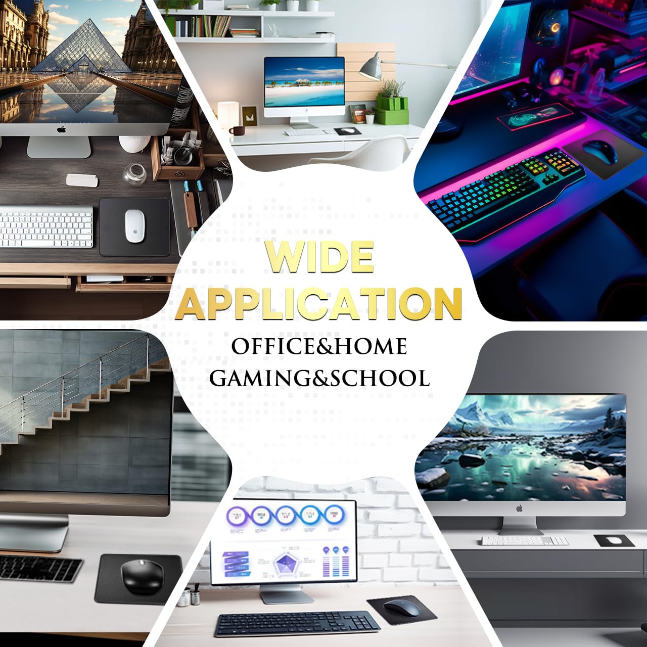 JIKIOU 3 Pack Mouse Pad with Stitched Edge, Comfortable Mouse Pads with Non-Slip Rubber Base, Washable Mousepads Bulk with Comfortable Cloth, Mouse Pads for Computers Laptop Mouse 10.2x8.3inch Black