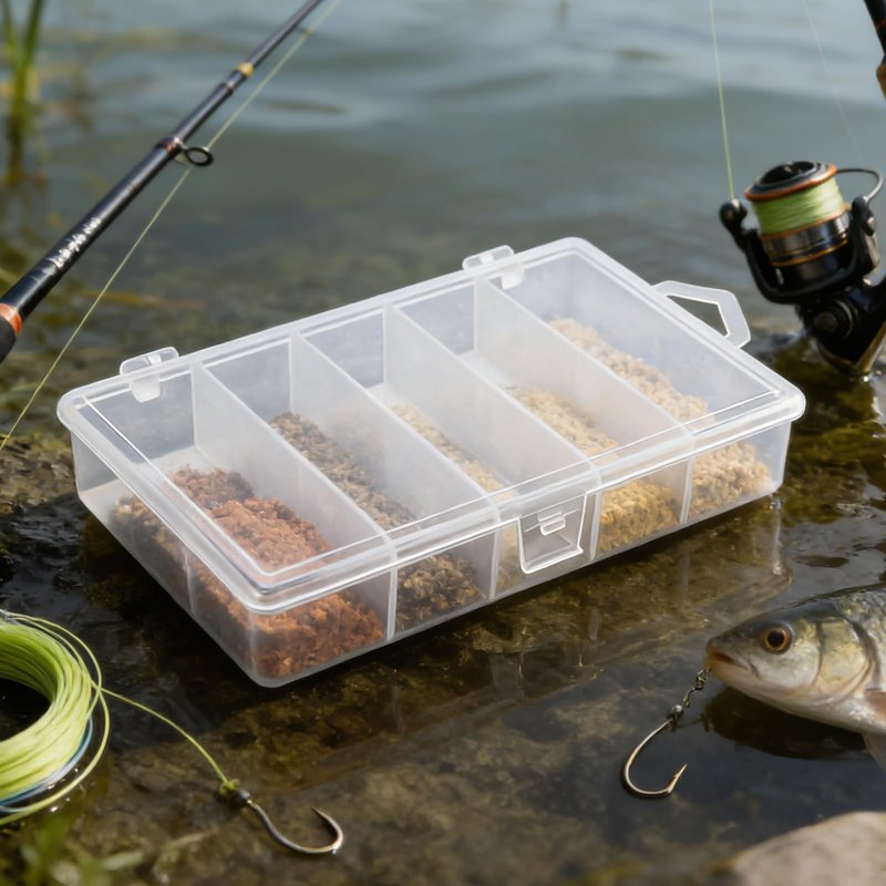 3 Pack 5-Grid Clear Plastic Fishing Tackle Accessory Box Fishing Tackle Storage Fishing Lure Bait Hooks Storage Box, 7x4.3x1.2inch