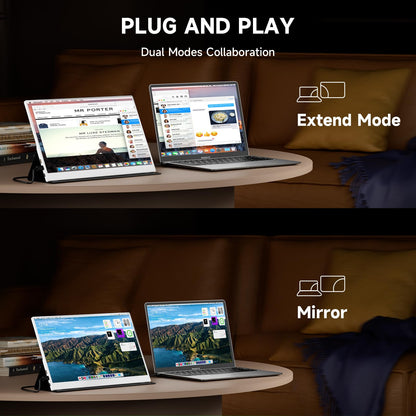 AYY Portable Monitor for Laptop 15 Inch, FHD 1080P USB-C HDMI Travel Monitor External for Computer, Second Display HDR IPS Gaming Monitor Extender for PC MAC Phone PS4/5 Xbox Switch, Built-in Speakers