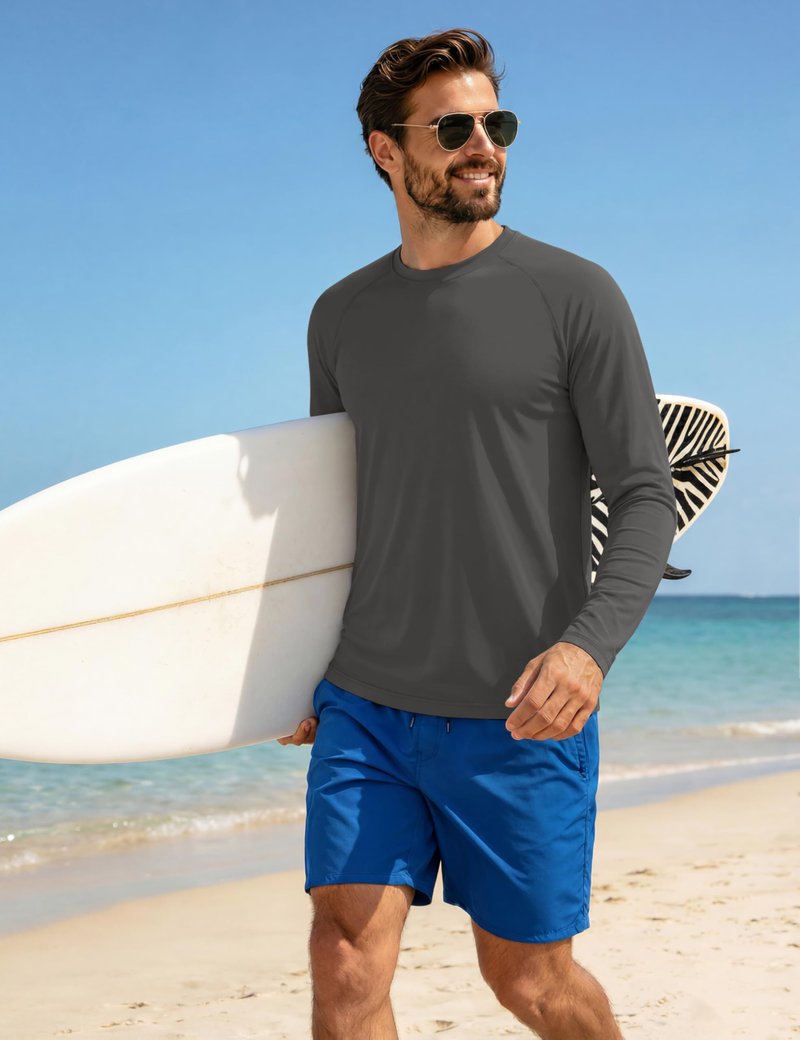 MAGCOMSEN 4 Pack Men's Shirts Long Sleeve Sun Protection UPF 50+ UV SPF Dry Fit T-Shirts for Workout Athletic Hiking L