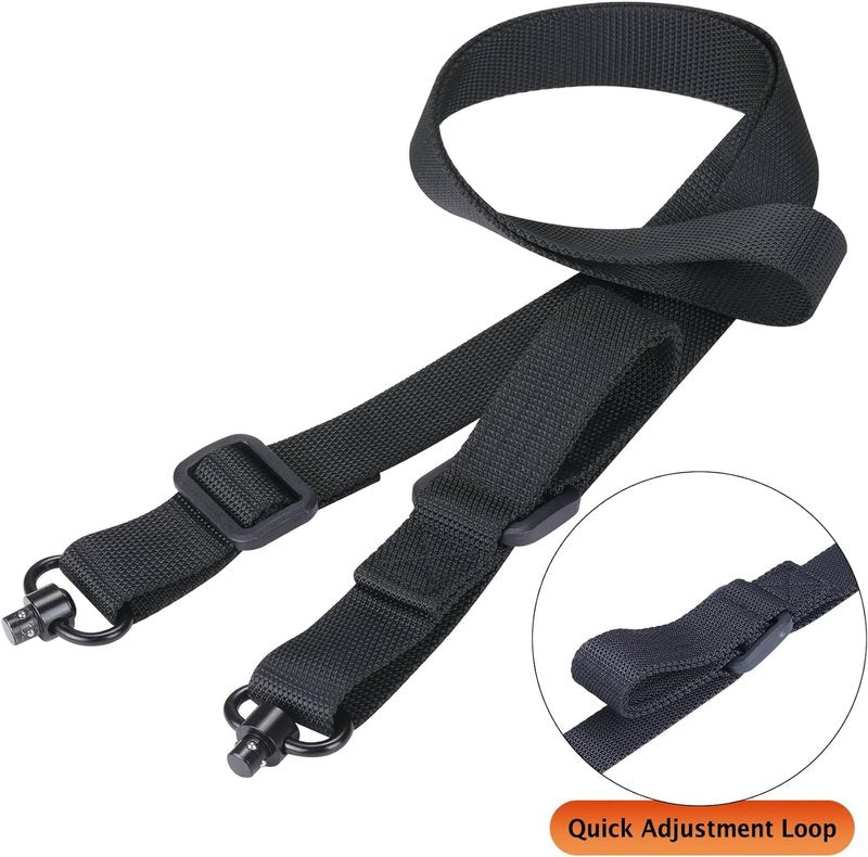 Two Point Sling - Quick Adjust Tactical Sling with QD Swivel for Hunting | Black