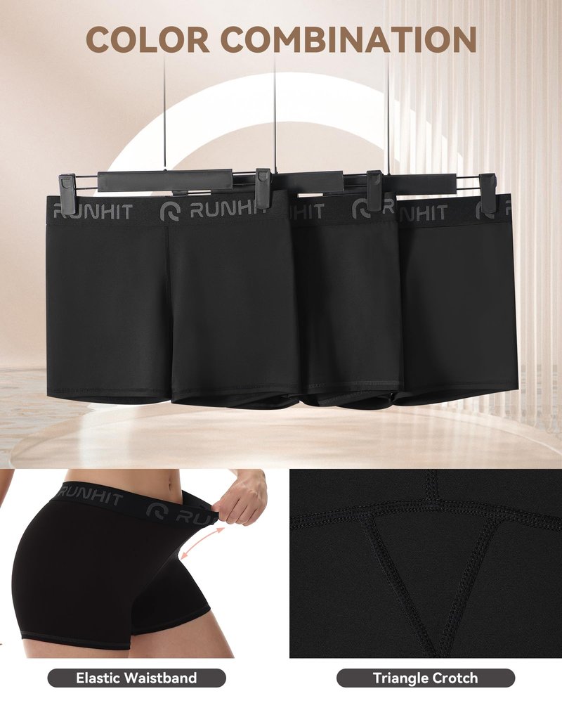 Runhit 3 Pack Compression Shorts for Women High Waisted 3" Volleyball Shorts Womens Spandex Shorts Workout Athletic Yoga Black Black Black L