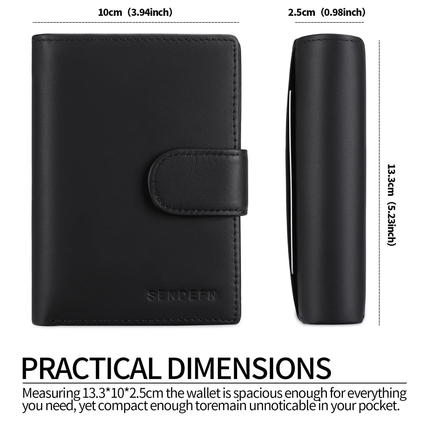 SENDEFN Men's Wallets Multifunctional RFID Blocking Leather Wallet Credit Card Trifold Compact Wallets for Men with ID Window & Coin Pocket
