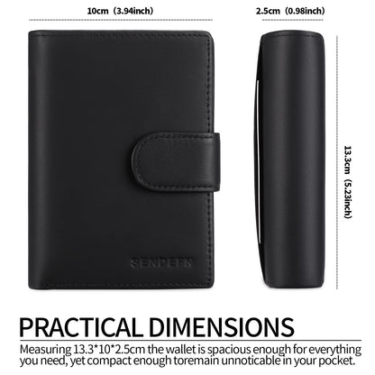 SENDEFN Men's Wallets Multifunctional RFID Blocking Leather Wallet Credit Card Trifold Compact Wallets for Men with ID Window & Coin Pocket