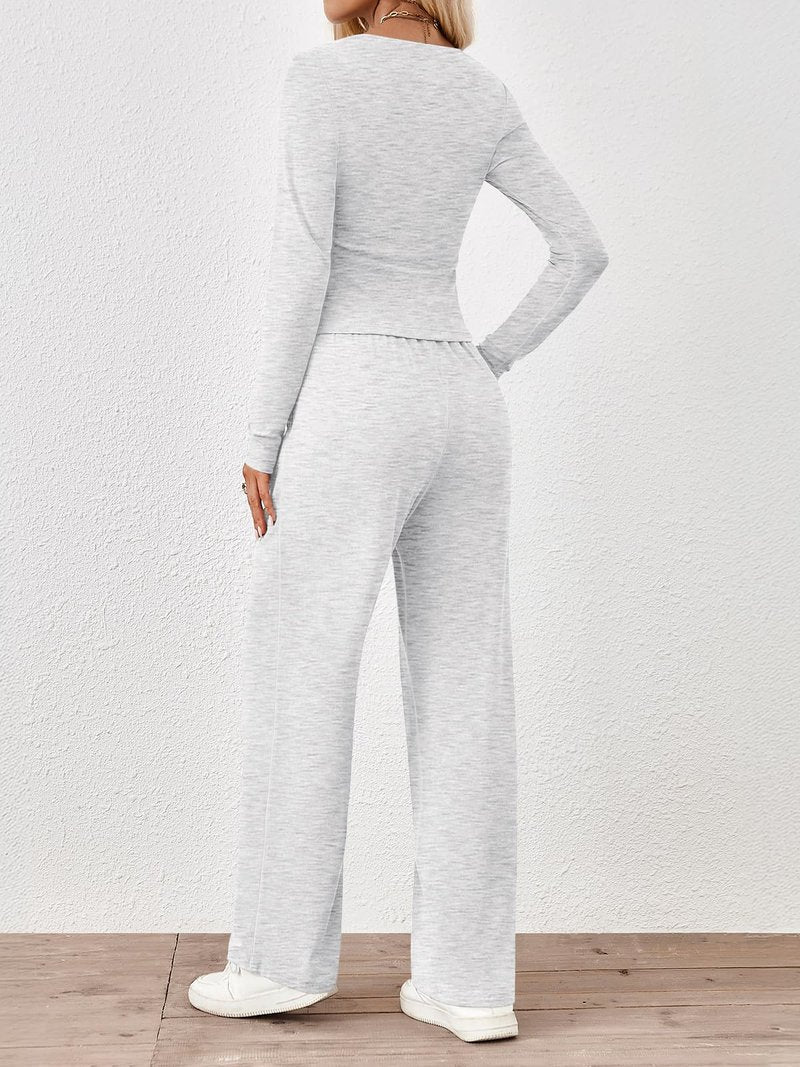Trendy Queen Two 2 Piece Matching Lounge Sets for Women 2025 Winter Clothes Fashion Travel Vacation Sets Sweatsuits Casual Workout Airport Outfits Fall Clothing White Grey M
