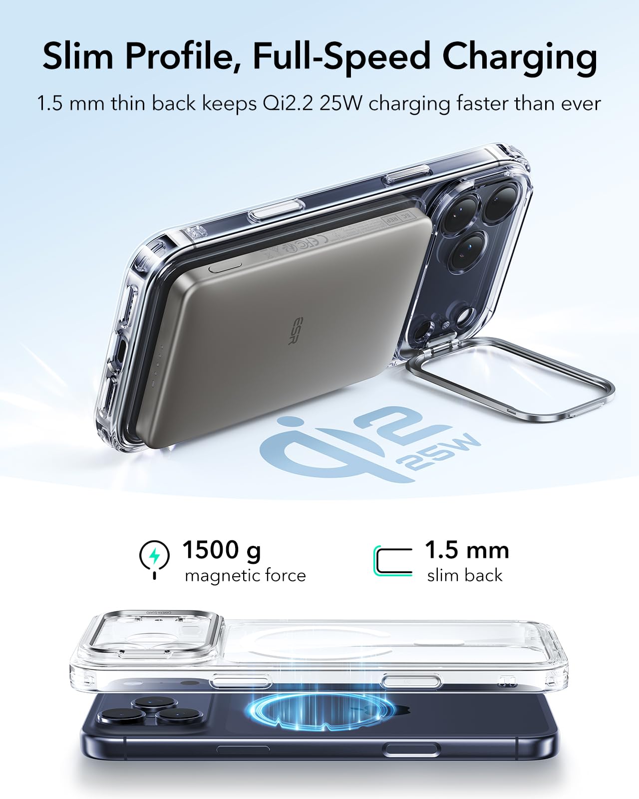 ESR for iPhone 17 Pro Max Case with Stand, Camera Control Cover Compatible with MagSafe, Military-Grade Drop Protection Magnetic Phone Case for iPhone 17 Pro Max, Scratch-Resistant Back Cover, Clear