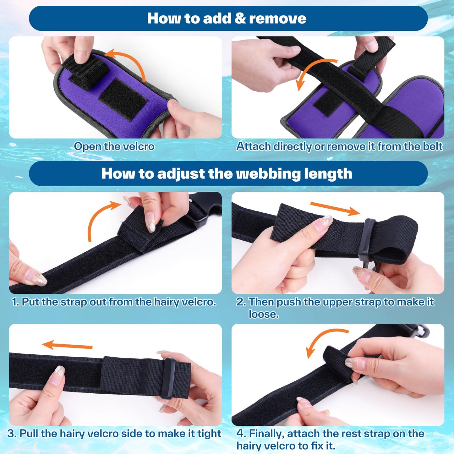 Sportneer Aqua Belt Water Aerobics Equipment: Swimming Belt Pool Exercise Equipment for Adults Aqua Float Belts with Adjustable Foam Blocks for Aquatic Fitness Training Low-Impact Workout Purple