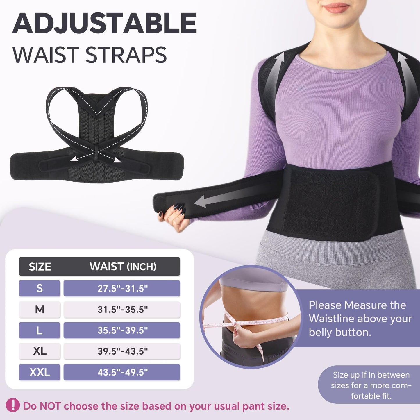 Back Brace for Women and Men Posture Corrector with Adjustable Lumbar Support - Shoulder Upper Lower Back Pain Relief for Hunchback Scoliosis Sciatica - Breathable Design (31.5’’-35.5’’)