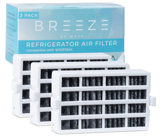 Breeze by MAYA W10311524 Refrigerator Air Filter Replacement for Whirlpool, W10311524, AIR1, Maytag, Kitchenaid and Jenn-Air, FreshFlow Air Filter (3 Pack) - Whirlpool Replacement Air Filter by MAYA.