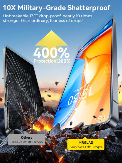 MRGLAS 2+2 Packs for Samsung Galaxy S25 Ultra Screen Protector 6.9'' with Camera Lens Protector [Auto-Dust Removal] [100% Fingerprint Unlock] HD 9H Tempered Glass 10X Military Protection, Zero-Bubble