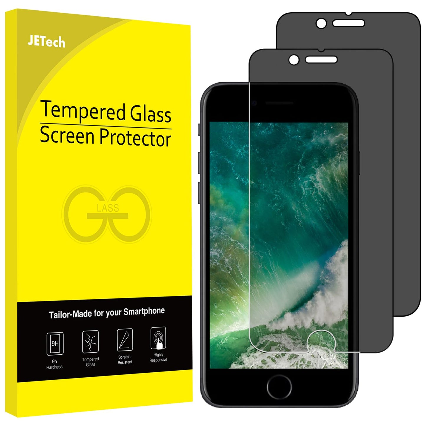 JETech Privacy Screen Protector for iPhone 11 and iPhone XR 6.1-Inch, Anti Spy Tempered Glass Film, 2-Pack