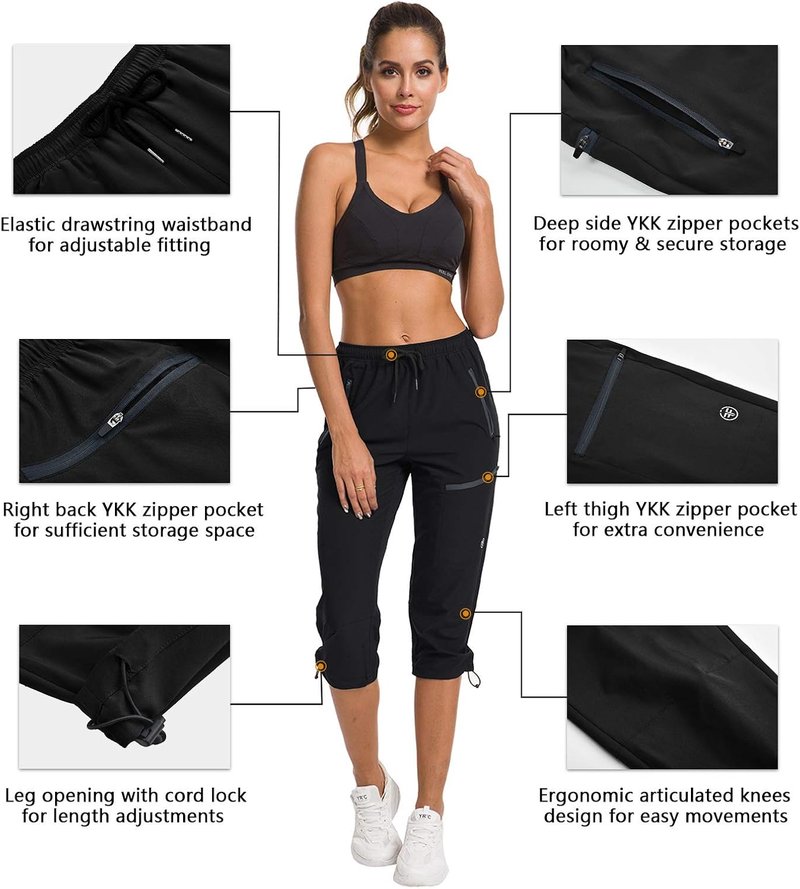 Women's Hiking Capris - Quick Dry Cargo Pants | Water Resistant UPF 50+