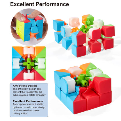 ROXENDA Speed Cube Fast Cube - Fast Smooth Turning Solid Durable & Stickerless Frosted, Best 3D Puzzle Magic Cube Toy - Turns Quicker than Original for kids Gift & Adult & Children(3x3x3 Cube)
