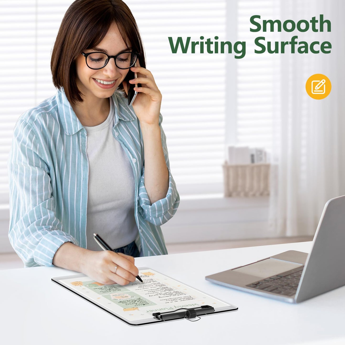 Juvealoe Clear Clipboard with Pen Holder, 8.5 x 11 Plastic Clip Boards with Black Low Profile Clip, Letter Size for Classroom, Teacher, Students, School, Office Supplies