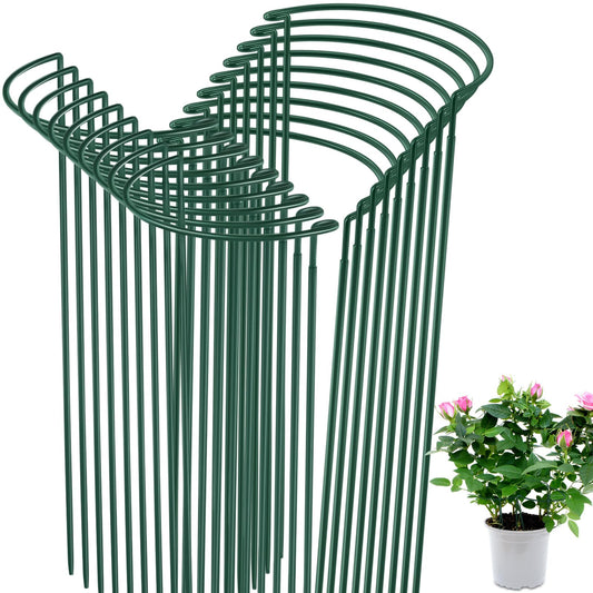 Tioncy 18 Pcs 30 H x 12.6 W Plant Support Stakes Cages for Garden, Metal Half Round Plants Tension Rods for Indoor Outdoor Large Tall Flower Vegetables Tomato Peony Rose Support