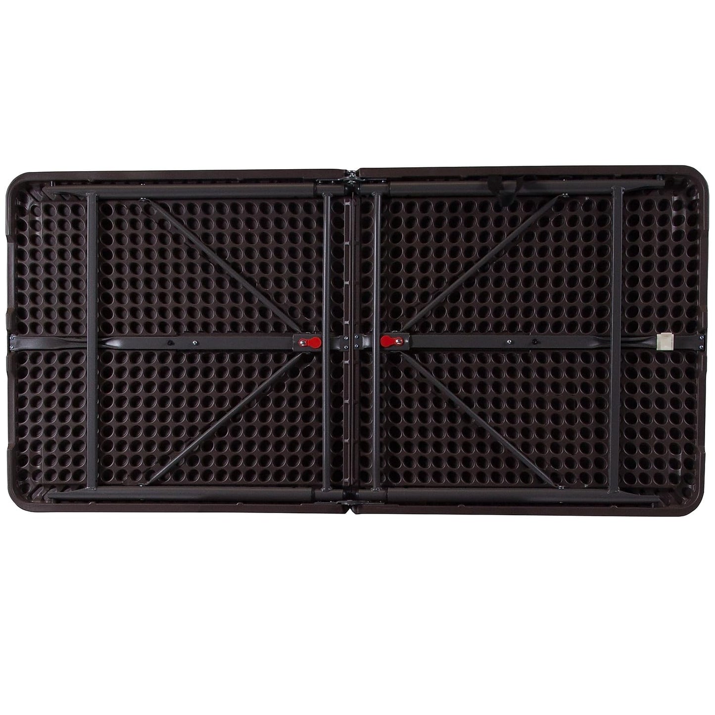 Flash Furniture Mills 4-Foot Height Adjustable Bi-Fold Brown Wood Grain Plastic Folding Table with Carrying Handle