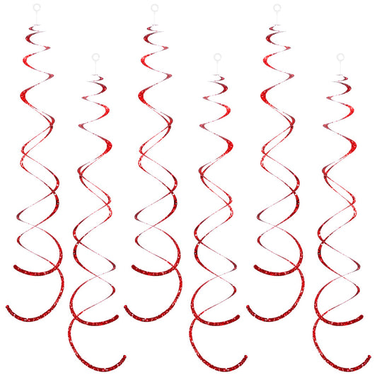 30 Pcs Red Party Hanging Swirl Decorations Plastic Streamer for Ceiling Spiral Decorations Garland for Birthday Wedding Bridal Shower Baby Shower