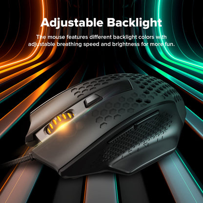 Redragon M725 Honeycomb Shell Gaming Mouse Wireless, Ultra Lightweight 49g, 8000 DPI Tri-Mode BT5.1/2.4GHz/Type-C Wired Gamer Mouse with 2 Side Buttons, Macro Programmable for PC/Mac/Laptop, Black