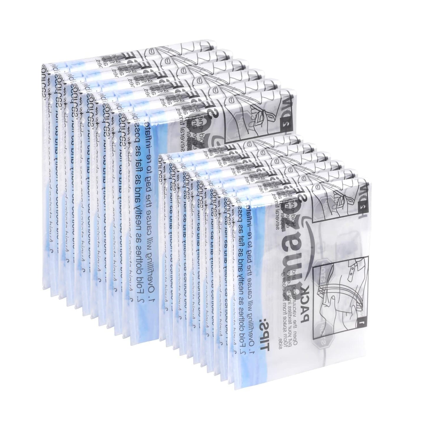 Amazon Basics Roll-Up Travel Zipper Storage Bags, 12 count (6 Small & 6 Medium), Multiple, Clear