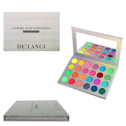 Afflano Neon Makeup Palette - Glow in the Dark Eyeshadow, Highly Pigmented, UV Blacklight Eye Shadow Palette with Red, Orange, Pink Pressed Glitter Eyeshadows