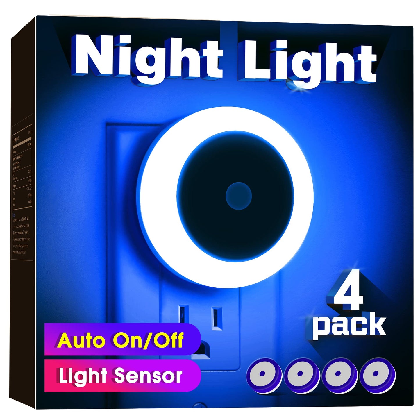 Briignite LED Baby Night Lights Plug into Wall [4Pack], Nightlight with Light Sensors for Kids Room, Bathroom Stair Lights, Hallway Light, Warm White