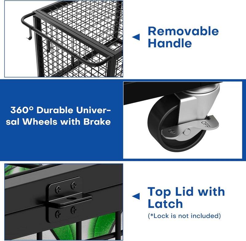 Extra Large Ball Cart Storage - Rolling Design with Lockable Wheels for Easy Transport